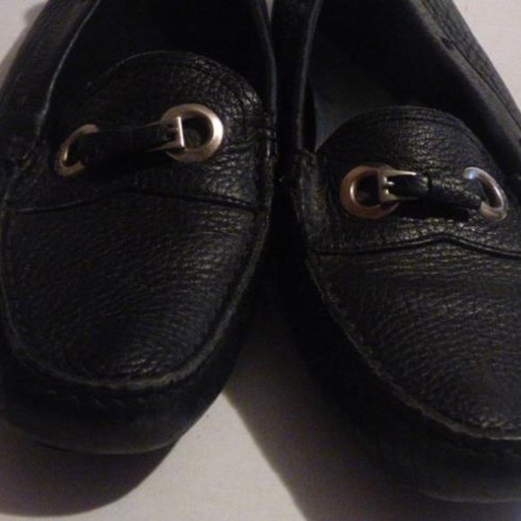 Prada Vintage Black Textured Leather Squared Toe Designer Flats - Picture 3 of 12